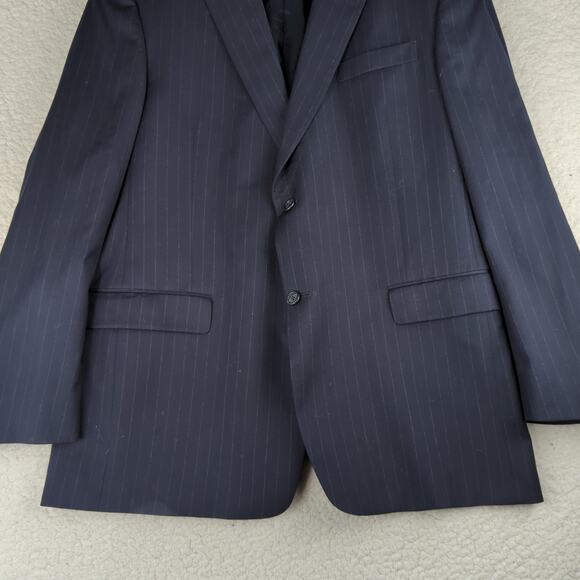 Hart Schaffner Marx Navy Blue Pinstripe Two Button Sport Coat Jacket Men's‎ 46L - Picture 4 of 10